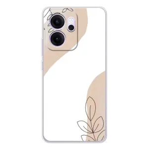 Силиконовый чехол с принтом в цветах на OPPO Reno 14 FS (Нюдовая веточка абстракция)