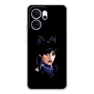 Чехлы Венсдей на OPPO Reno 14 FS Уэнсдей (AlphaPrint) (серьезная Уэнздей)
