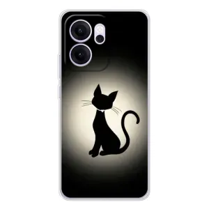 Чехол с принтом для OPPO Reno 14 FS (AlphaPrint) Модные коты (Силуэт котика)