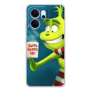 Рождественские Чехлы для OPPO Reno 14 FS (VPrint) (Зеленый Гринч)