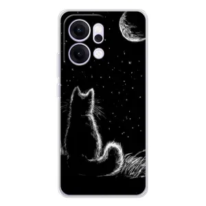 Чохол з принтом для OPPO Reno14 Pro (AlphaPrint) Модні коти (Котик і місяць)