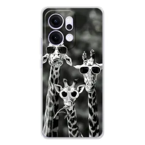 Силиконовый чехол с КАРТИНКАМИ лето для OPPO Reno14 (AlphaPrint) (Жирафы в очках)