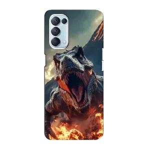 Чехол с картинкой «Хищники» для Oppo Reno5 4G (Огненный динозавр)