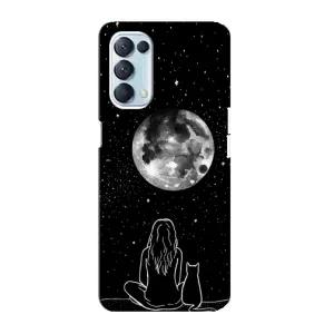 Чехол с рисунком кот на Oppo Reno5 4G (Девушка с котом)