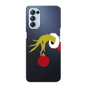 Зимние Чехлы для Оппо Рено 5 4G - прозрачный фон (Гринч с игрушкой)
