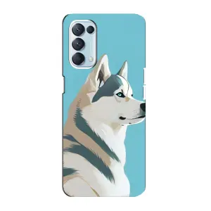 Чехол с Хаски для Oppo Reno5 4G - (AlphaPrint) (Хаски арт)
