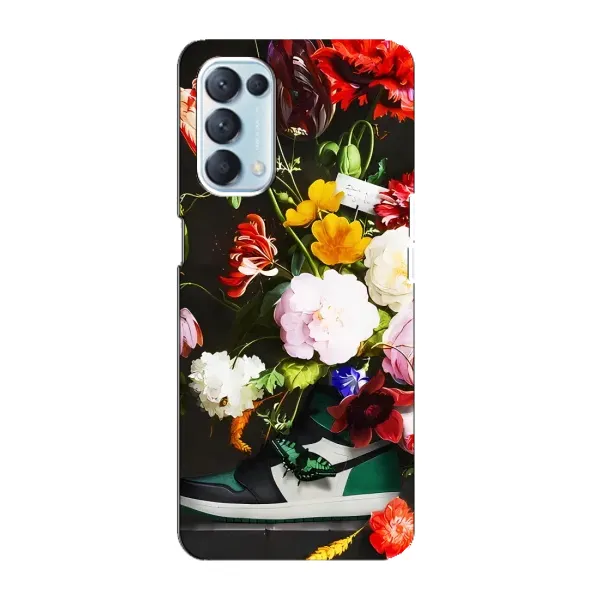 Чехол с принтом «Nike цветы» для OPPO Reno5 4G
