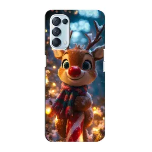 Яскравий чохол для Oppo Reno5 4G з Зимові Оленята (Олень з шарфом)