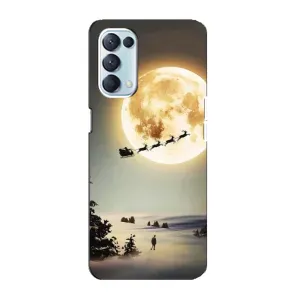 Новорічні, Святкові Чохли для Oppo Reno5 4G - 2024 год (Санта на місяці)