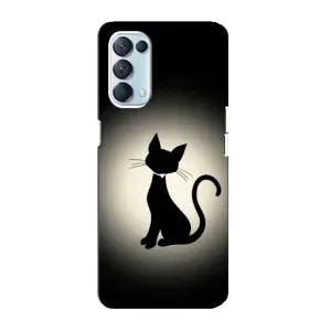 Чехол с принтом для Oppo Reno5 4G (AlphaPrint) Модные коты (Силуэт котика)