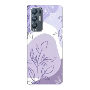 Силиконовый чехол с принтом в цветах на Oppo Reno5 Pro Plus 5G (Фиолетовые листья абстракция)