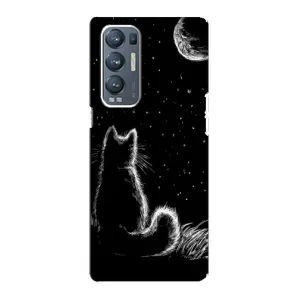 Чехол с принтом для Oppo Reno5 Pro Plus 5G (AlphaPrint) Модные коты (Котик и луна)