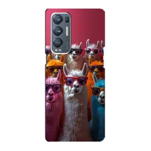 Чохол з принтом стильні тварини для ОPPO Reno5 Pro Plus (5G) (Лами в окулярах)