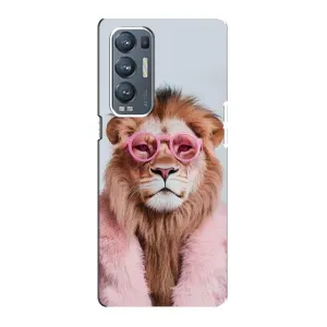 Чохол з принтом стильні тварини для ОPPO Reno5 Pro Plus (5G) (Лев в окулярах)
