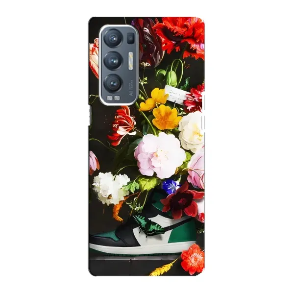 Чехол с принтом «Nike цветы» для OPPO Reno5 Pro Plus (5G)
