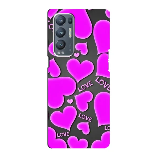 Чехол с принтом «Pink hearts» для OPPO Reno5 Pro Plus (5G)
