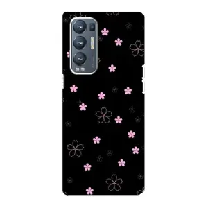 Чехол с розовым рисунком для Oppo Reno5 Pro Plus 5G (Розовые цветы на черном)
