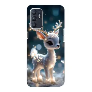 Яскравий чохол для OPPO Reno6 4G з Зимові Оленята (Блискуче оленятко)