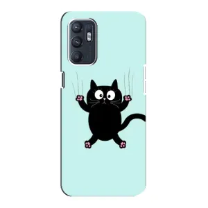 Чохол з принтом для Oppo Reno6 4G (AlphaPrint) Модні коти (Падаючий кіт)