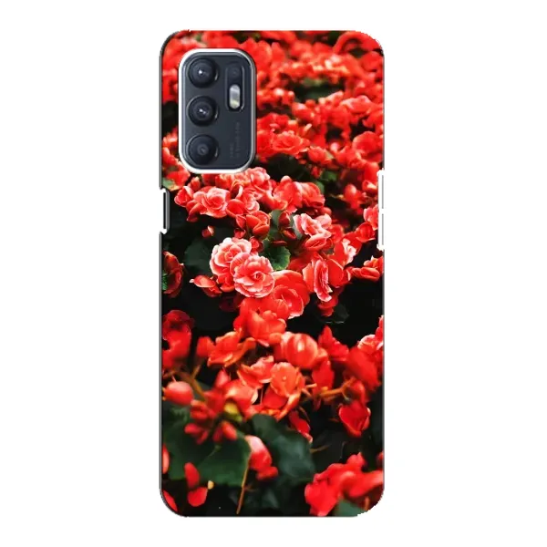 Чехол с принтом «Цветы красные» для OPPO Reno6 5G