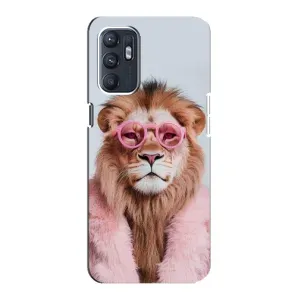 Чохол з принтом стильні тварини для OPPO Reno6 5G (Лев в окулярах)
