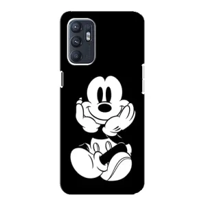 Міккі Маус чохол для Oppo Reno6 5G (AlphaPrint - Мультяшні) (Маус на чорному)