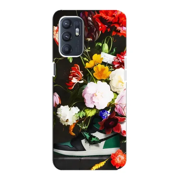 Чехол с принтом «Nike цветы» для OPPO Reno6 5G