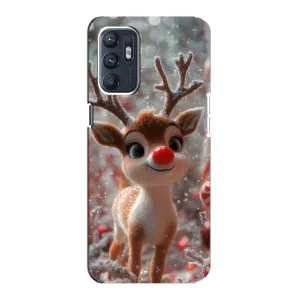 Яркий чехол для Oppo Reno6 5G с Зимними Оленятами
