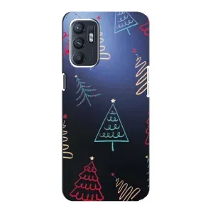 Зимні Чохли для OPPO Reno6 5G - прозорий фон (Різдвяні ялинки)