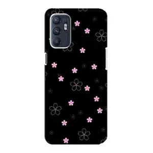 Чохол з розовим принтом для Oppo Reno6 5G (Рожеві квіти на чорному)