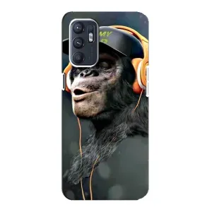 Чохол з Мавпами Oppo Reno6 5G - (AlphaPrint) (В навушниках)
