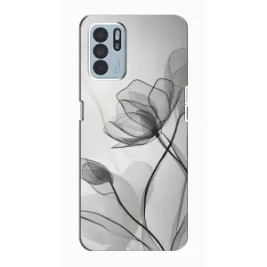 Чохол з квітковим принтом на OPPO Reno6 Z (Чорні квіти)