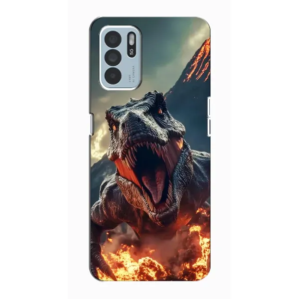 Чохол з принтом «Вогняний динозавр» для OPPO Reno6 Z