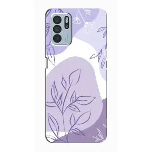 Силконовий чохол з принтом в квітах на Oppo Reno6 Z (Фіолетове листя абстракція)