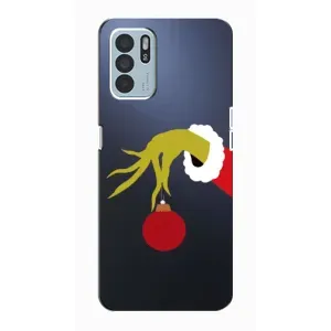 Зимні Чохли для OPPO Reno6 Z - прозорий фон (Грінч з іграшкою)