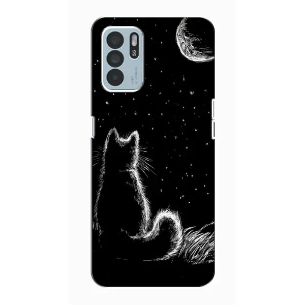 Чехол с принтом «Котик и луна» для OPPO Reno6 Z