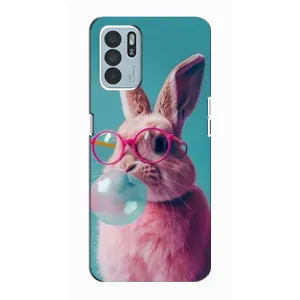 Чохол з принтом стильні тварини для OPPO Reno6 Z (Кролик в окулярах)