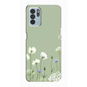 Чохол з квітковим принтом на OPPO Reno6 Z (Квіти на зеленому)