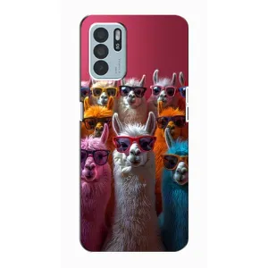 Чохол з принтом стильні тварини для OPPO Reno6 Z (Лами в окулярах)