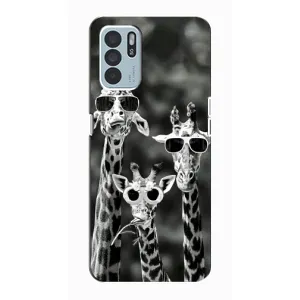 Силіконовий чохол з КАРТИНКАМИ літо для Oppo Reno6 Z (AlphaPrint) (Жирафи в окулярах)