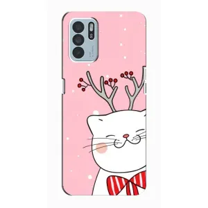 Новогодние Чехлы для Оппо Рено 6 Зет (VPrint) (Зимний кот)