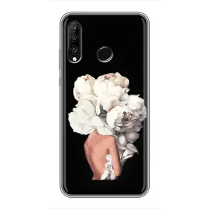 Чехлы (ART) Цветы на Huawei P30 Lite (VPrint) (Белые цветы)