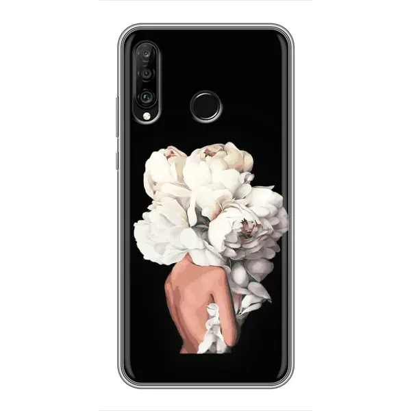 Чехол с принтом «Белые цветы» для Huawei P30 Lite / Nova 4e