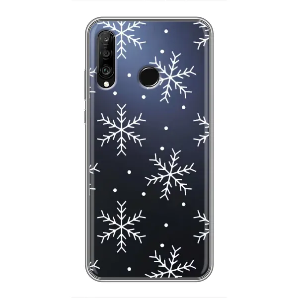 Чохол з принтом «Білі сніжинки» для Huawei P30 Lite / Nova 4e