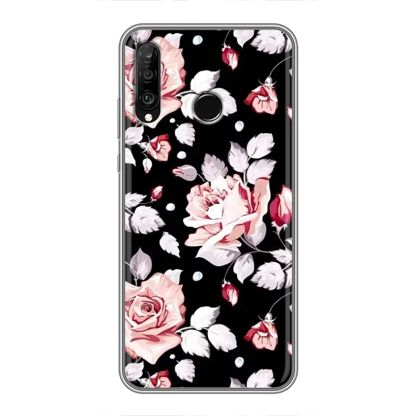 Чехол с принтом «Цветочки на черном» для Huawei P30 Lite / Nova 4e