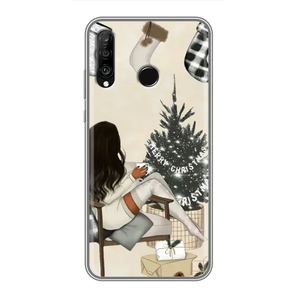 Чехол с принтом «Девушка с елкой» для Huawei P30 Lite / Nova 4e