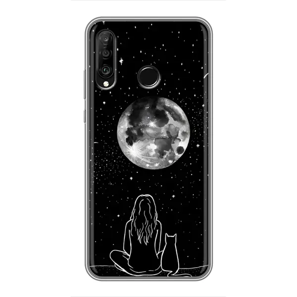 Чехол с принтом «Девушка с котом» для Huawei P30 Lite / Nova 4e