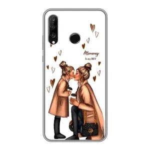 Чехол с печатью для Huawei P30 Lite - (Мама с ребенком) (AlphaPrint) (Дочка и мама)