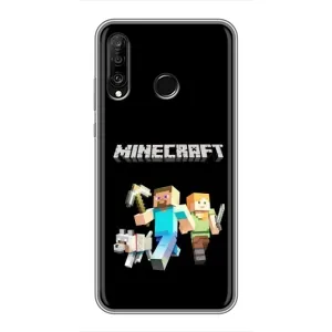 Чехол Майнкрафт на Huawei P30 Lite (AlphaPrint) Minecraft (герои Minecraft)
