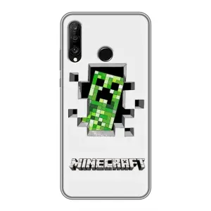 Чехол Майнкрафт на Huawei P30 Lite (AlphaPrint) Minecraft (крипер Майнкрафт)